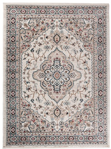 Klassischer Orientalisch Teppich Klassik Ornamente in Weiß Creme - Sehr Dicht Gewebt HOCHWERTIG (200 x 300 cm)