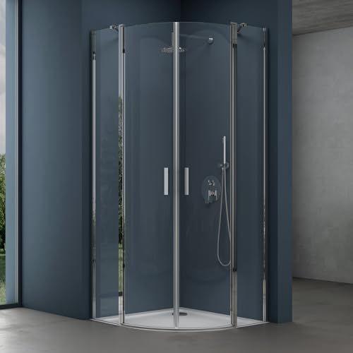 doporro Duschkabine 80x80 viertelkreis Dusche Duschabtrennung 6mm ESG-Sicherheitsglas Easy-Clean-Beschichtung Ravenna52k