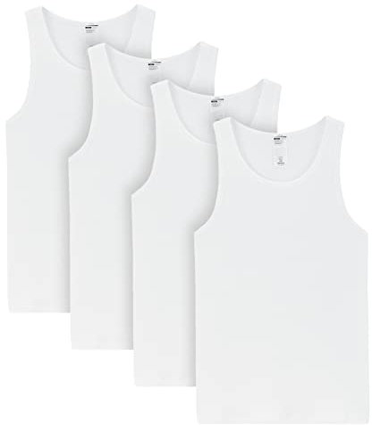 LAPASA Camiseta Tirantes Hombre (Pack de 4) Tank Top sin Mangas 100% Algodón Tejido Canalé Ropa Interior Verano Blanco Negro Gris M35 M Blanco