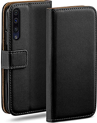 moex Book Case für Samsung Galaxy A70 Handyhülle mit Kartenfach, Hülle klappbar 360 Grad Schutzhülle, Klapphülle Flip Case Cover, PU Leder Handytasche Lederhülle, Schwarz