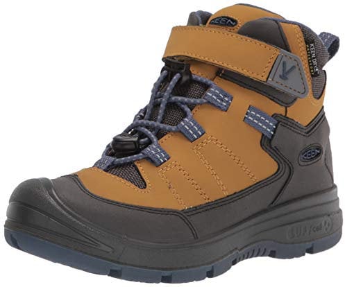 KEEN Redwood MID WP-C Hiking Boot, Harvest Gold/Vintage Indigo, 12 UK Child