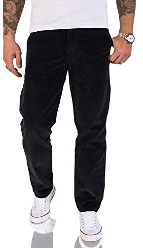 Rock Creek Herren Cord Hose Regular Fit Chino Hose Klassische Hosen Herrenhose Straight Cut Chinos Herren Cordhosen RC-2156 Schwarz W34 L34