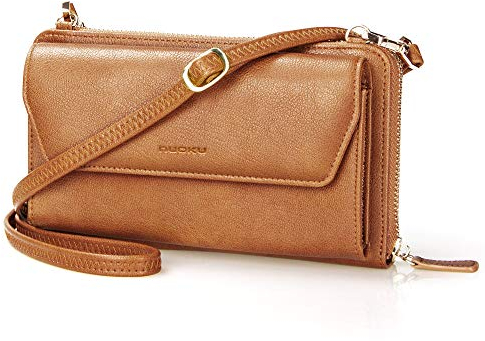 nuoku Geldbörse Damen, Portemonnaie PU Leder RFID Schutz Große Kapazität