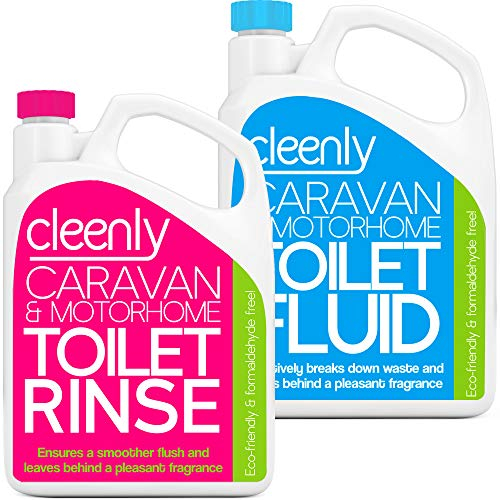 Cleenly Blue 2L and Pink 2L Toilet Chemical Rinse Solution Fluid Cleaner for Caravan and Motorhomes - Eco-Friendly, Formaldehyde Free - Upto 20 Treatments