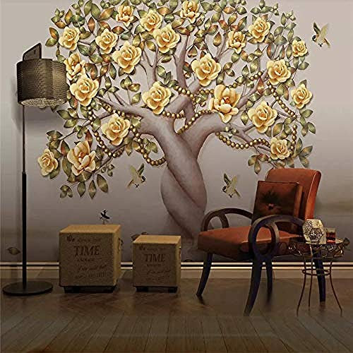 XHXI Creative vie arbre fleur jaune plante Art imprimer grande taille Photo papier peint affiche pou Papier Peint 3D Salle de séjour Chambre à coucher Salle de séjour Mural murale enfant-430cm×300cm