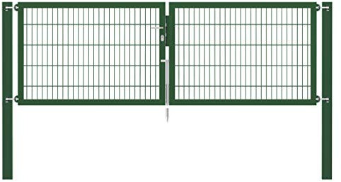 Alberts 636883 Doppeltor Flexo Plus mit Zubehör | verschiedene Breiten und Höhen | Pfostenstärke 100 x 100 mm | grün | Breite 300 cm | Höhe 100 cm