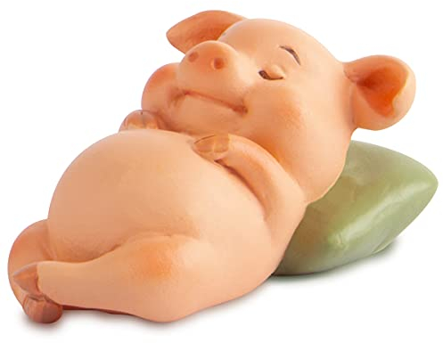 KEEPKAP Schwein Statue Mini Schwein Figur, Harz Home Decor, Glückstier Gartenstatue für Mikrolandschaft (Schweine in der Mittagspause)