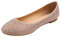 Feversole Women's Rhinestone Flat Shoes Sparkly Embellished Party Wedding Dress Ballets Rose Gold Lurex Size 5