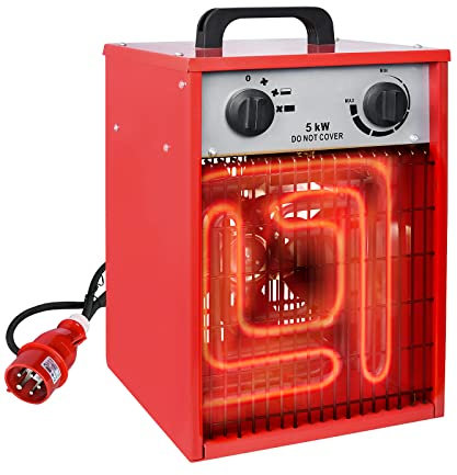 NAIZY Termoventilatore Professionale 5KW, 400V Riscaldatore Elettrico Con Termostato e 4 Livelli di Riscaldamento, Protezione da Sovraccarico