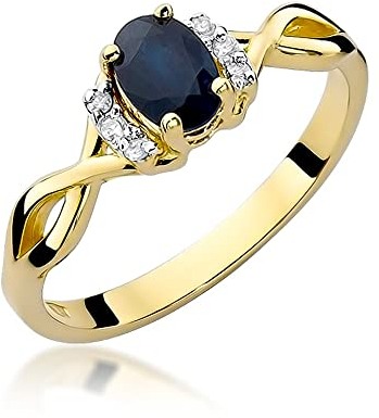 MARKO Damen Verlobungsring aus Gold mit 0,70 Karat Saphir und 0,05 Karat Diamanten, 14 Karat Gold (585) | Goldring mit Box | Goldring für Frauen (Saphir, 63 (20.2))
