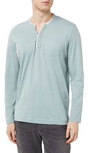 TOM TAILOR Herren Serafino Longsleeve mit Brusttasche 1035551, 28129 - light ice blue, L