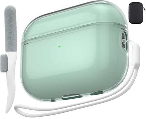 Valkit Hülle für AirPods Pro 2 mit Reinigungsset | Vergilbungsfrei, Kristallklar, Weiche, TPU Material, Silikon-Trageschlaufe, Aufbewahrungstasche, Kabelloses Laden