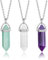 Kristall Kette Set, Amethyst Kette Kristalle Heilsteine Kette Damen, 3 Stücke Natürlichen Amethyst Klarerquartz Grüner Aventurin Sechseckig Edelstein Anhänger Heilkristalle Halskette Damen Herren