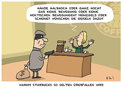 Inkognito Postkarte | Anlass: ''lustiger Spruch'', Motiv: Kaffee Räuber ''Überfall'' | Künstler: Uli Döring | Art-Nr.: 19505 | vom Berliner Verlag