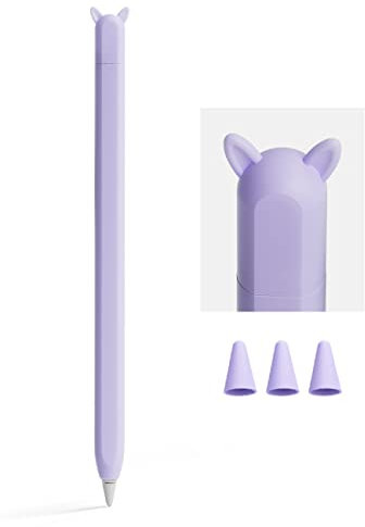 ELETIUO Custodia in silicone per Apple Pencil di seconda generazione, con pennino protettivo, compatibile con iPad Pro 11 da 12,9, viola