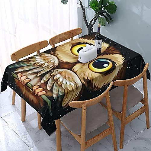 Rechteckige Wachstuchtischdecke Lustige Kunst-Tier-Eule Wachstischdecke Wasserdicht Wachstuch Pflegeleicht Tischtuch Für Picknick Terrasse Geburtstag,137X183cm
