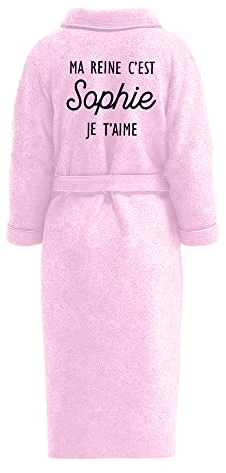 CADEAUX.COM - Peignoir de Bain Femme Personnalisé Message - Rose Taille M/L - Robe de Chambre Femme Longue - Cadeau Maman - Idée Cadeau Personnalisé - Idée Cadeau Fête des Mères - Idée Cadeau Femme