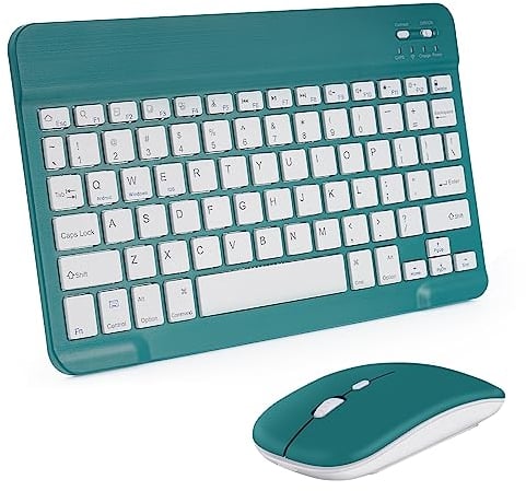 Tastiera wireless portatile, AIMMIE Rechargeable10 universale ultra sottile per tablet con mouse, piccola per iOS/Android/Windows, laptop, telefoni (Green)
