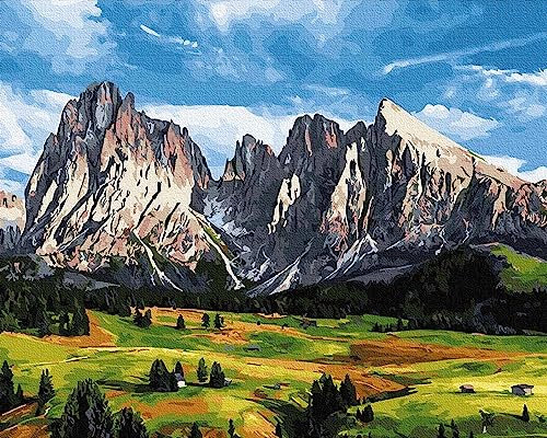 Artnapi Malen nach Zahlen Erwachsene mit Rahmen | DIY Handgemalt | Tal in den Bergen | Kit für Anfänger und Erwachsene | Set inklusive Acrylfarben & Pinsel | 40x50cm Leinwand | Ideal als Geschenk