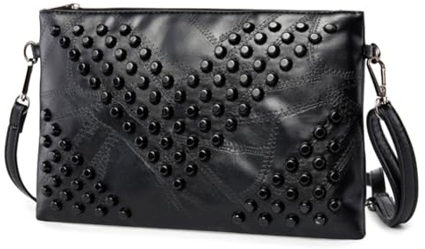 Frauen Clutch Bag Gothic Punk PU Leder Nieten Crossbody Tasche Nieten Wristlet Handtasche Umschlag Clutches Für Frauen Mädchen Damen