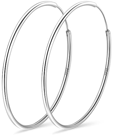 PABBEU Creolen Silber 925 für Damen Dünne Creolens Silbers Leicht Creolens Silber Groß Hypoallergen Silbers Creolen Damen Mädchen 30/40/50/60mm