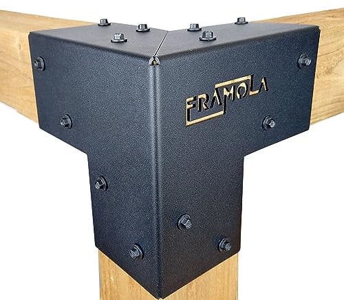 Indoor Outdoors 2 Pack Framola Pergola Corner Brackets - 3 Pieces Wood Joints Structure Hardware Kit (3 / 75mm Post)