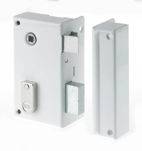 Yale Serrure en Applique Verticale à Fouillot - Axe 44 mm, Carré 7 mm - Installation Porte Main Droite - Idéal Tout Type de Porte Intérieure de Communication - en Acier Durable - 2 Clés - Blanc