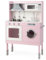DREAMADE Höhenverstellbare Kinderküche mit Licht und Sound, Spielküche aus Holz mit Zubehör, Kinderspielküche mit Spüle Herd Backofen, Holzküche Spielzeugküche für Kinder ab 3 Jahren, rosa (Klein)