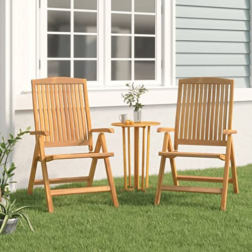 GuyAna Gartenstühle 2 STK. Verstellbar Massivholz Teak Outdoor Chair Hochlehner Gartenstuhl Klappstuhl Aus Holz