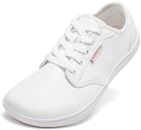 HOBIBEAR Chaussures Unisexe Larges Pieds Nus pour Hommes Femmes Baskets minimalistes Zero Drop Chaussures (Blanc,EU 39)