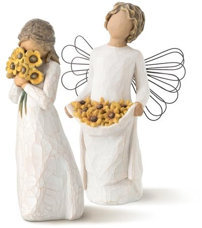 Willow Tree Warm Embrace Figure Plus Sunshine Angel Figure, Sculpted Hand-Painted 2