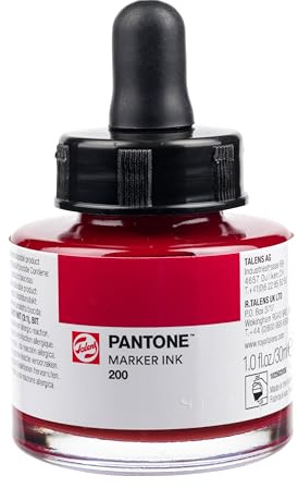 Talens | Pantone Marker-Tinte 30 ml 200 | Flüssige Tinte + Marker-Nachfüllung | Wasserbasierte, pigmentierte Tinte in 108 Pantone-Farben