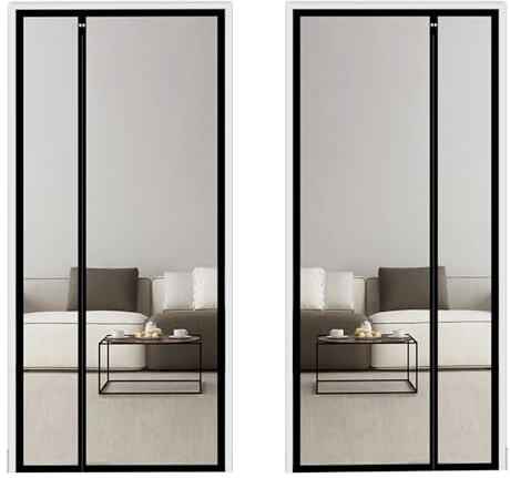 Magnet Fliegengitter Tür 90x205 cm Insektenschutz Fliegenvorhang Magnetisch Türe, Insektengitter Lamellenvorhang Magnetvorhang, Ohne Bohren - Schwarz