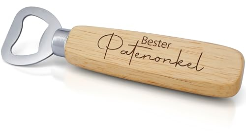 Good Things - FLÖFi Personalisierter Flaschenöffner aus Holz mit Gravur - Bierflaschenöffner Personalisiert mit Namen - Geschenke für Männer mit Wunschgravur (Bester Patenonkel)