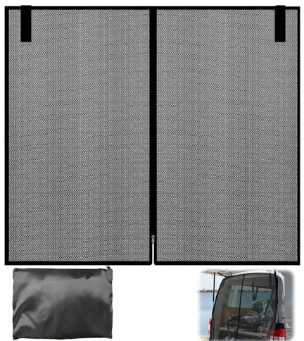 HIULLEN Auto Heckklappe Moskitonetz, 175 * 150 cm Flügeltür Kofferraumabdeckung Sonnenschutz, Magnetisch Fliegengitter Mesh Moskitonetz Vorhänge für Dach Caravan Camper Van Campin