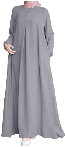 OUMSHBI Damen Muslimisches Kleid Modanisa Kaftan Damen Arabisch Rundhals Maxikleid Muslimisches Kopftuch Damen Gebetskleid Mit Hijabs Gebetskleidung für Frauen Abaya Damen Muslimische Kleider