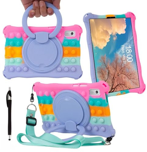 Misenya Schutzhülle für Lenovo Tab M9 Tablet 9 Zoll (22,9 cm), 360° drehbar, Bunte Silikonhülle, kinderfreundliche Schutzhülle für Lenovo Tab M9 (310FU) (buntes Rosa, um 360 ° drehbar)