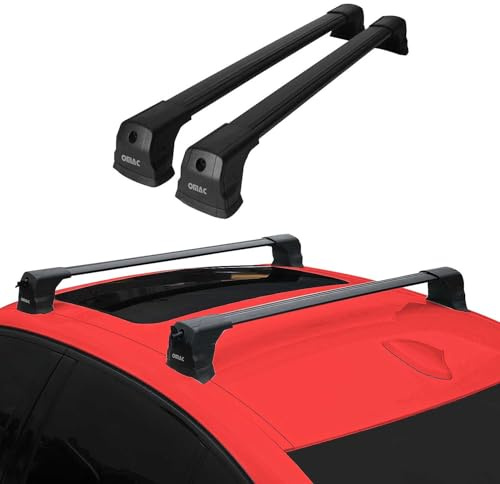 OMAC Dachträger Querträger kompatibel mit Mercedes C Klasse W204 2007-2014 – 2 Stangen – Abschließbar – Aluminium Schwarz