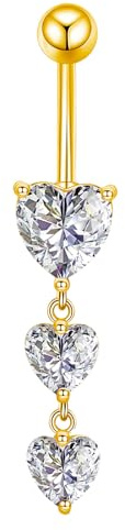 Gojewen 10mm Bauchnabelpiercing mit Anhänger Silber Bauchpiercing Herz Chirurgenstahl Piercing Bauchnabel Schmuck Damen