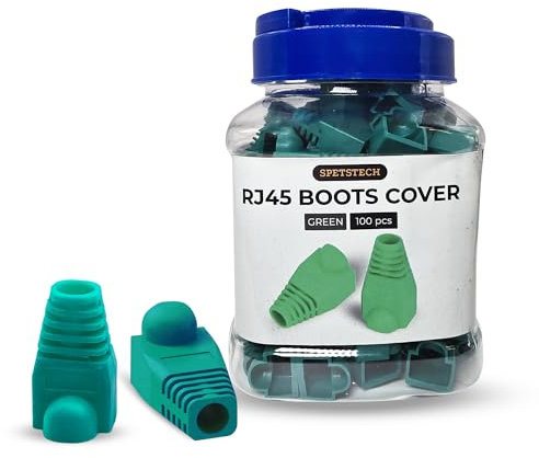 Spetstech RJ45 - Conectores de plástico para cables de red LAN, conectores de tensión de arranque, protectores de enchufe de cable RJ 45, cubierta Ethernet para cable Cat6, Cat6e, Cat5, Cat5e (verde,