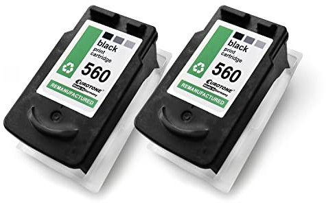 E.T. Tintenpatronen 2X kompatibel für Canon Pixma TS 7451 ersetzen PG560XL Black Schwarz