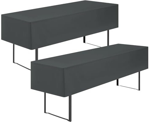 Showgeous 2 Stück Biertischhussen Tischdecke 3/8 Länge für 70cm Bierzelttisch Biertisch Tischdecke Biertisch-Husse Premium Blickdicht Waschbar 220x70x35cm(Anthrazit)