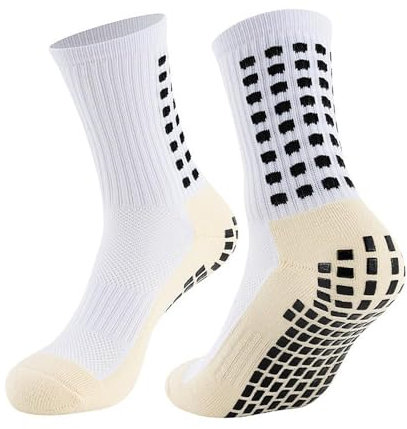 TRIXES 2 paia di calzini sportivi antiscivolo, bianchi e neri, offerti con stabilità migliorata per yoga, pilates e altro
