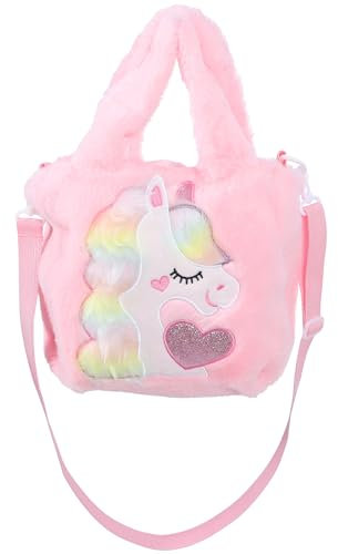 Theaque Plüsch-Einhorn-Tragetasche, Rucksack – Schulmädchen-Handtasche für Reisen und niedliche Büchertasche für Einhorn-Partyzubehör, rose, 1