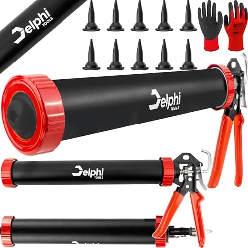 DELPHI Pistola Silicone Pistola Per Cartucce 600 ml Per Silicone, Acrilico, Resina, Sigillatura, Adesivo, Siringa Per Colla, Pistola Professionale Per Silicone, Pistola Per Cartucce