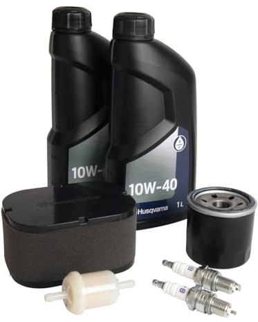 Husqvarna Service-Set für Rider R214TC / R216T AWD mit Motor HV586AE – Original Wartungsset für Rasentraktor – Ölfilter, Luftfilter, Zündkerze, Motoröl u.v.m.
