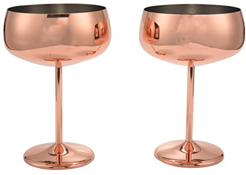 Solimery Coppe da Champagne Coupe in Rame Set di 2 Bicchieri da vino in acciaio per cocktail vintage