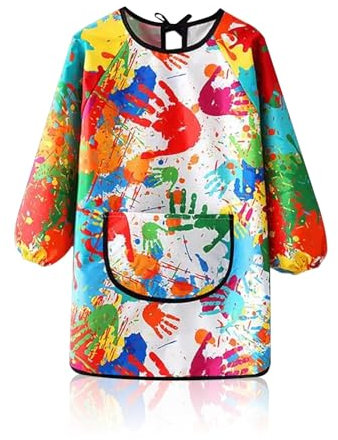 Toumett Kids Painting Apron 6-12 Age,Art Apron for Kids/Children/Toddler Aprons,Waterproof Graffiti Long Sleeves Smock with Large Pockets,Suitable for Boys and Girls Cooking, Painting, Craft, School