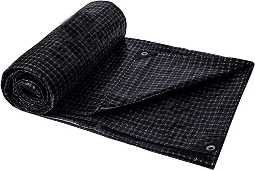 Lona impermeable resistente para patio, barco, piscina, 5 x 9 m, lona negra con protección a prueba de polvo y lluvia