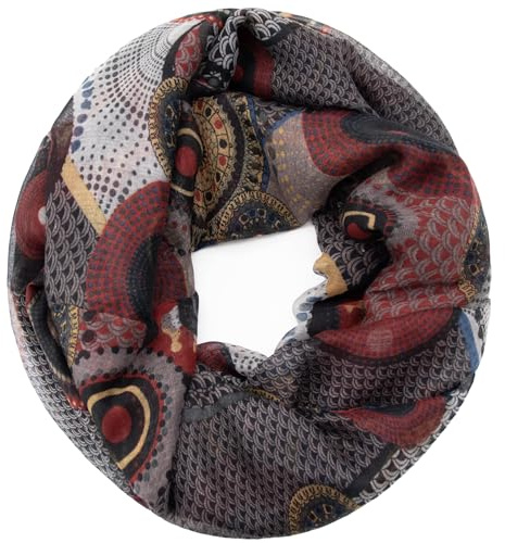 Gloop Damen Schal Loop Schal Feinstrick Loop mit Ethno Punkte Muster